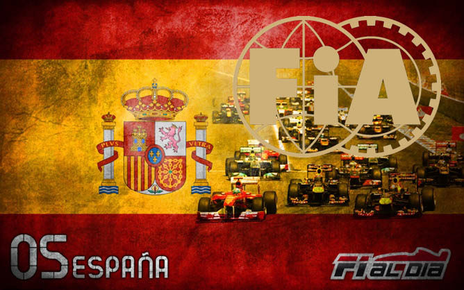 El escudo de la FIA sobre el cartel anunciador del GP de España