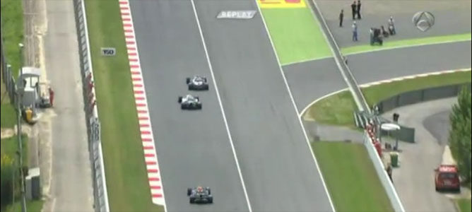 Schumacher y Senna en el GP de España