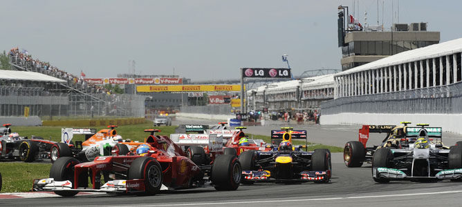 Los dos Ferrari en el GP de Canadá