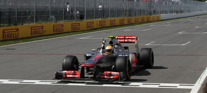 Lewis Hamilton tras vencer en el GP de Canadá 2012