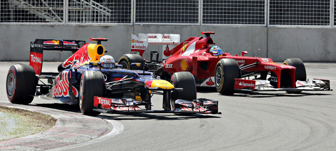 Sebastian Vettel y Fernando Alonso en Canadá 2012