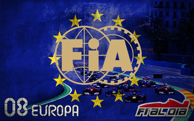 Logo de la FIA sobre el cartel anunciador del GP de Europa F1