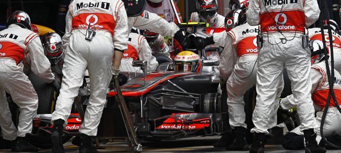 Pit stop de Lewis Hamilton