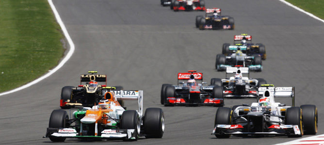 Un Force India sobre el asfalto de Silverstone