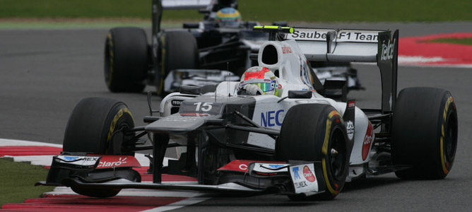 Sergio Pérez en el circuito de Silverstone