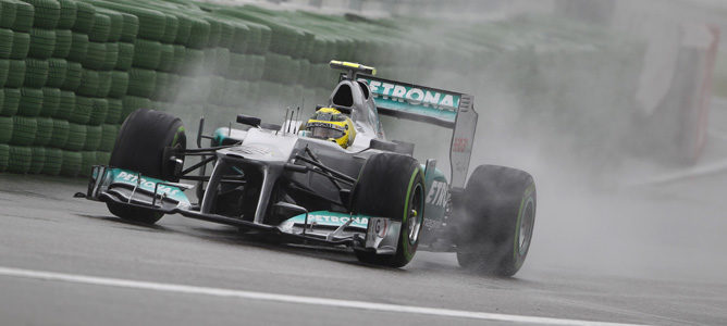 Nico Rosberg sufrió con los intermedios en la Q2 de Hockenheim