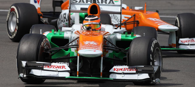 Los Force India en el circuito de Hockenheim