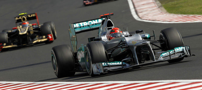 Michael Schumacher durante el GP de Hungría 2012