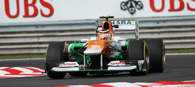 Un Force India sobre el asfalto de Hungaroring