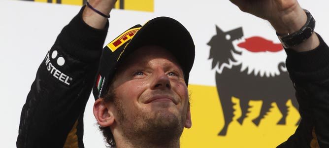 Romain Grosjean en el podio de Hungaroring