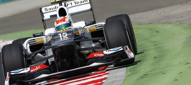 Sergio Pérez en la pista de Hungaroring