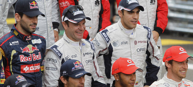 Rubens Barrichello y Pastor Maldonado en Brasil