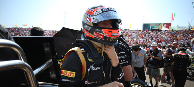 Romain Grosjean en la parrilla del GP de Hungría 2012