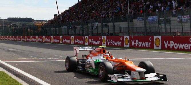 Un Force India sobre el asfalto de Spa