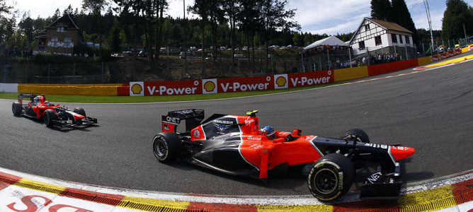 Los dos Marussia sobre el asfalto de Spa