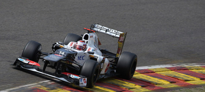 Kamui Kobayashi rueda en el circuito de Spa