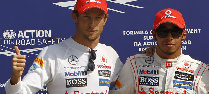 Lewis Hamilton y Jenson Button salieron desde la primera fila en Monza 2012