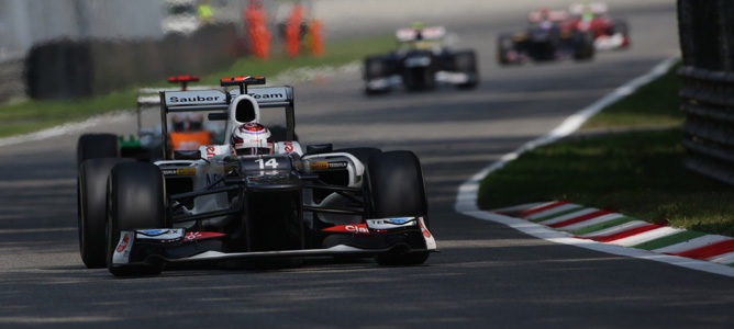 Kamui Kobayashi durante la carrera de Monza 2012