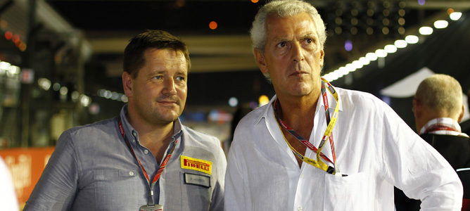 Paul Hembery y Marco Tronchetti en Singapur, Pirelli