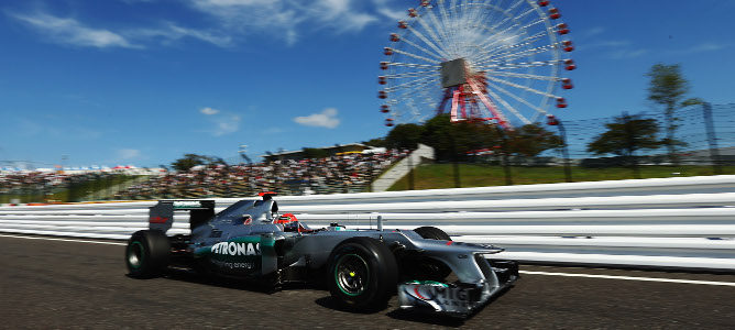 Michael Schumacher en los entrenamientos libres de Suzuka 2012