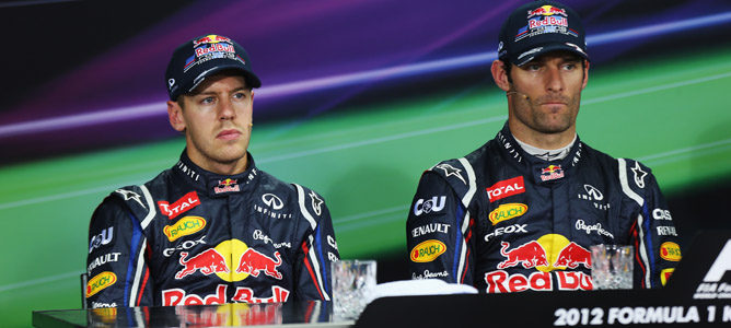 Webber y Vettel en la rueda de prensa del sábado en Corea