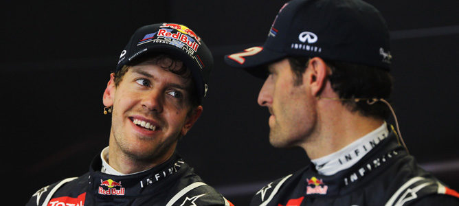 Sebastian Vettel y Mark Webber en la rueda de prensa tras la clasificación de Austin