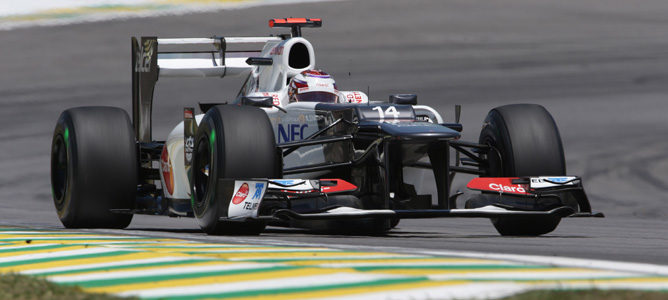 Kamui Kobayashi con Sauber en Brasil 2012