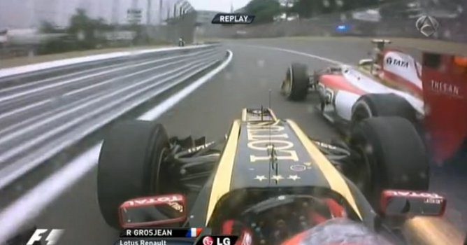 Colisión entre Romain Grosjean y Pedro de la Rosa