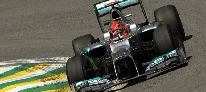 Michael Schumacher en su última sesión de clasificación en Brasil 2012