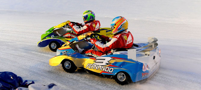 Fernando Alonso se alza con la victoria de la carrera de karts sobre hielo del Wrooom 2013