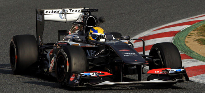 Esteban Gutiérrez a bordo del Sauber C32 en Montmeló