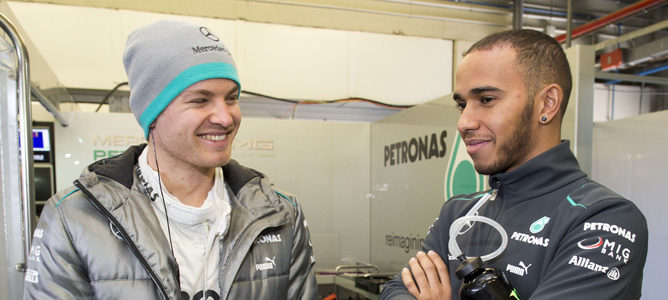 Nico Rosberg y Lewis Hamilton, compañeros de equipo en Mercedes
