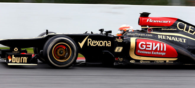 El Lotus de Romain Grosjean con los discos de freno al rojo vivo