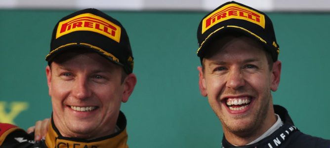 Vettel y Räikkönen en el podio de Australia