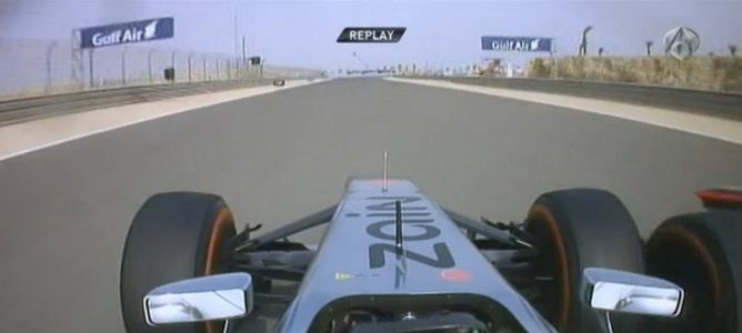 Sergio y Button aproximandose al punto de frenada