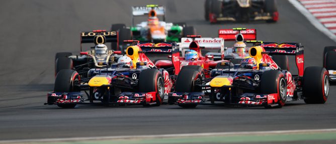 Vettel y Webber en Corea 2012