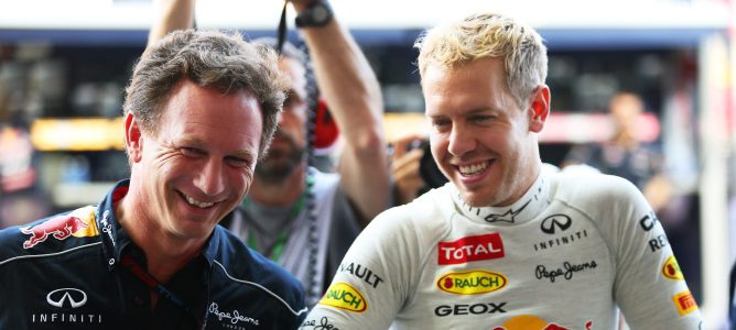 Sebastian Vettel y Christian Horner en Singapur