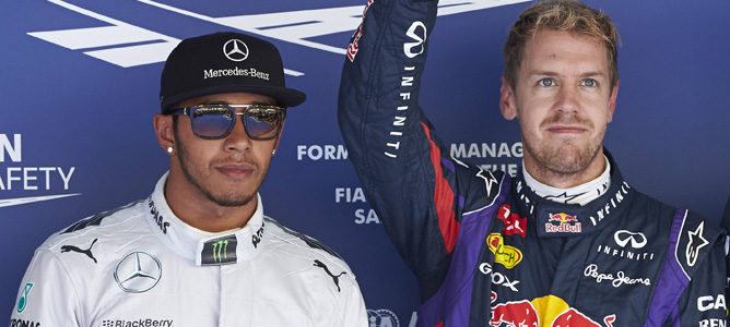 Lewis Hamilton y Sebastian Vettel tras la clasificación de Corea 2013