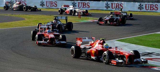 Alonso y Massa tras la salida en Suzuka