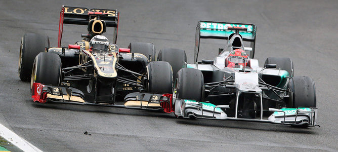 Michael Schumacher y Kimi Räikkönen en el GP de Brasil 2012