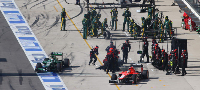 Parada en boxes para Caterham y Marussia en Austin 2013