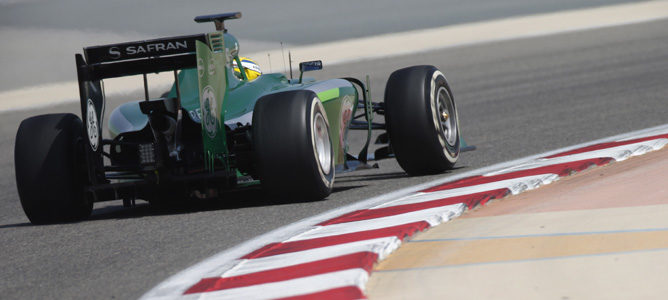 Caterham rueda en Baréin durante la pretemporada 2014