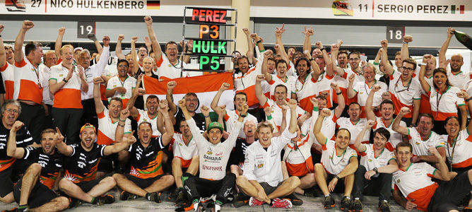 Force India celebra el podio de Pérez y el quinto puesto de Hülkenberg en Baréin 2014
