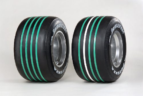 Bridgestone pinta sus neumáticos de verde para Fuji