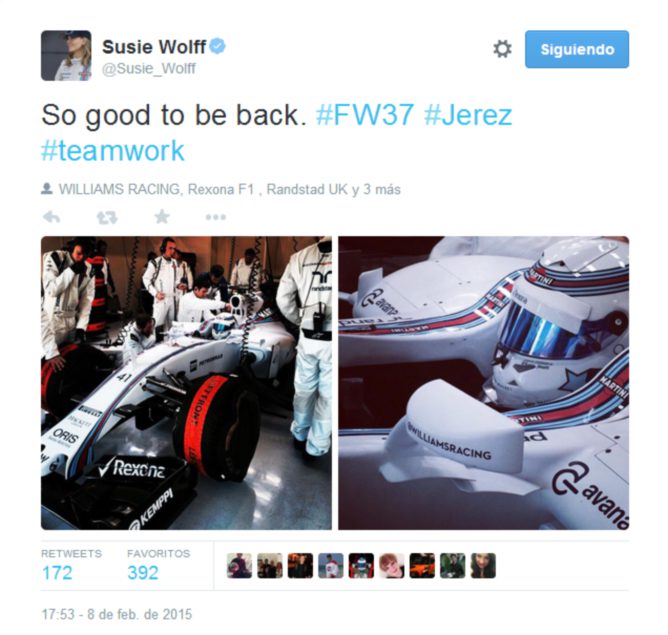 Susie Wolff rueda en Jerez con el FW37