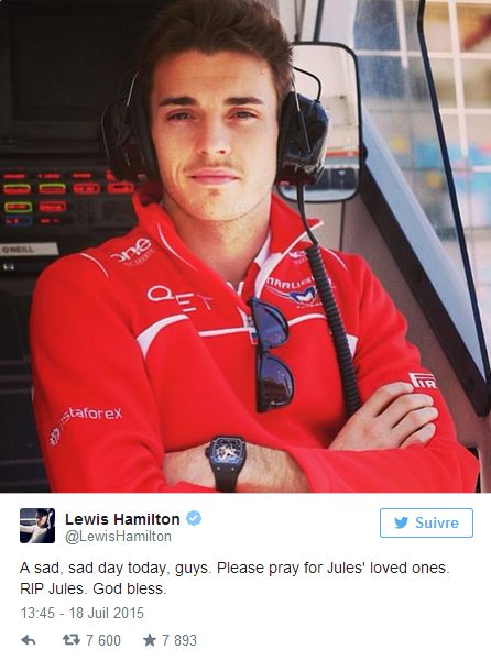 Los pilotos se despiden de Jules Bianchi en las redes sociales