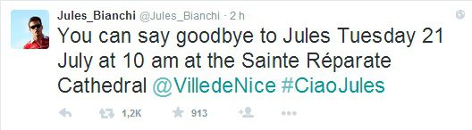 El funeral de Jules Bianchi será el martes 21 en Niza