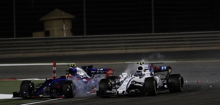 Colisión entre Carlos Sainz y Lance Stroll en GP Baréin 2017
