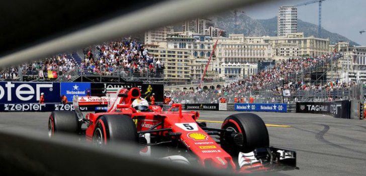 Sebastian Vettel durante los FP2 del GP Mónaco 2017