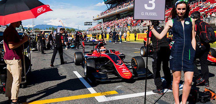 Russell en la parrilla del GP de España